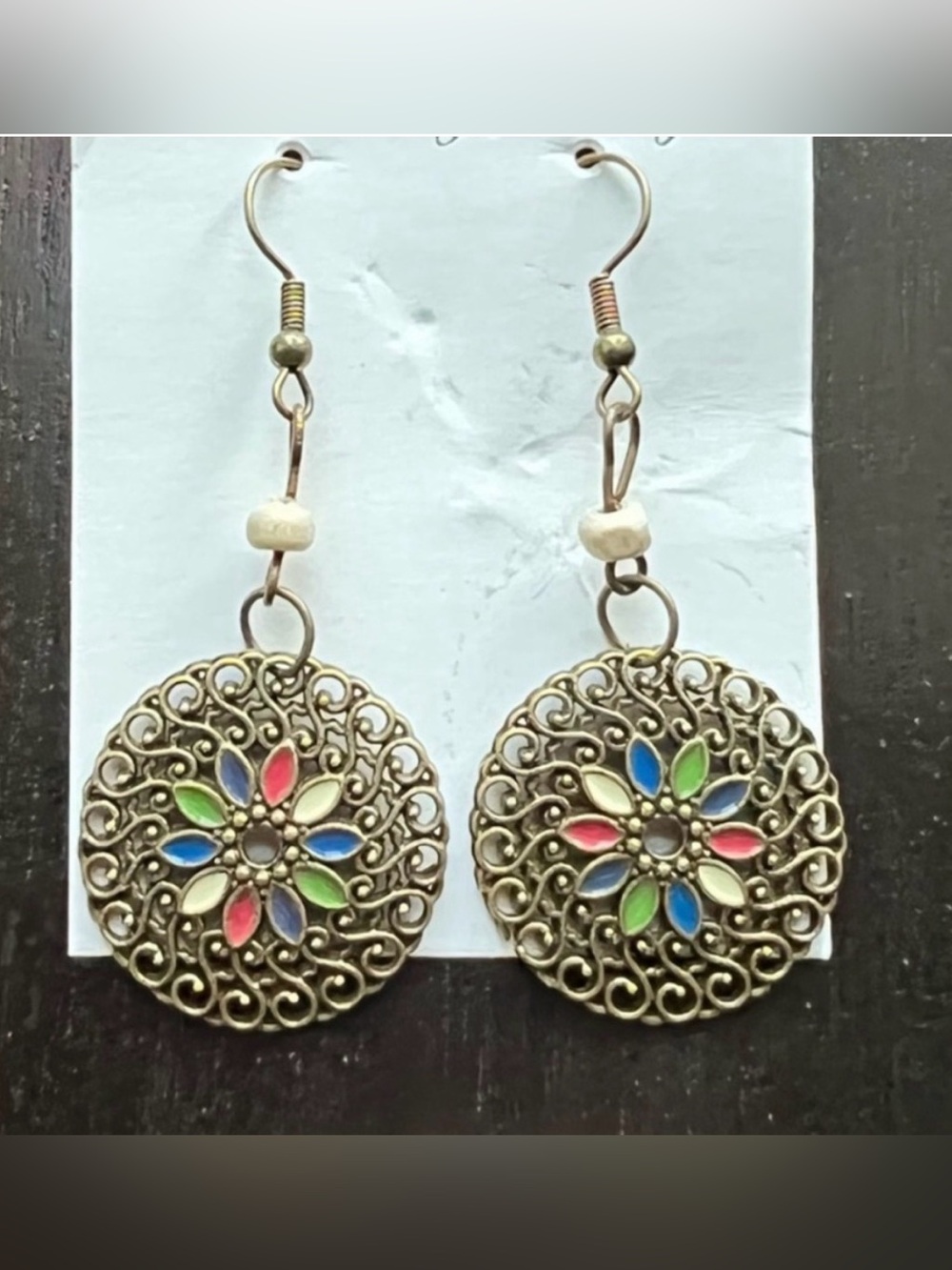 NWT Vintage-Style Boho Multicolor Drop Earrings